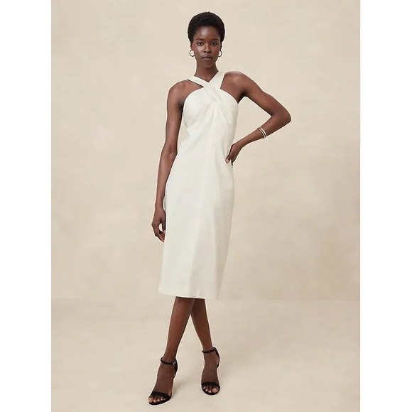 Banana Republic Factory Dresses & Skirts - NEW Banana Republic Factory Linen-Blend Crossover Midi Dress White Size 0